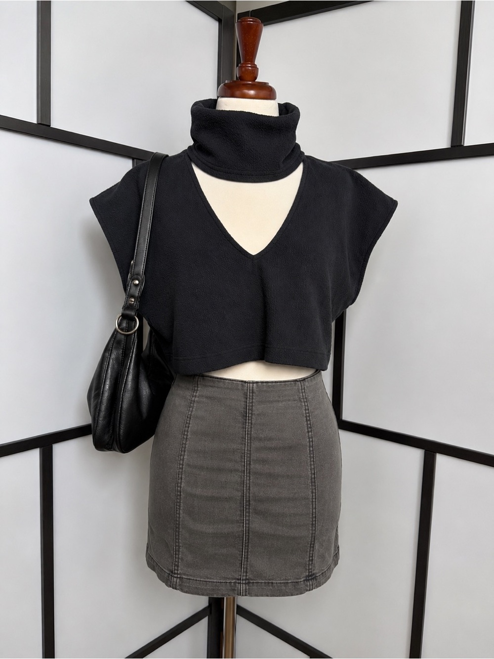 Free People Washed Charcoal Fitted Mini Skirt | Size 4